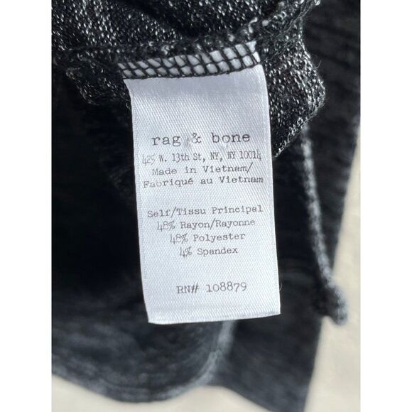 rag & bone Hudson Long Sleeve Crew Neck Pullover Tee Shirt Black Heather Small - Picture 6 of 8